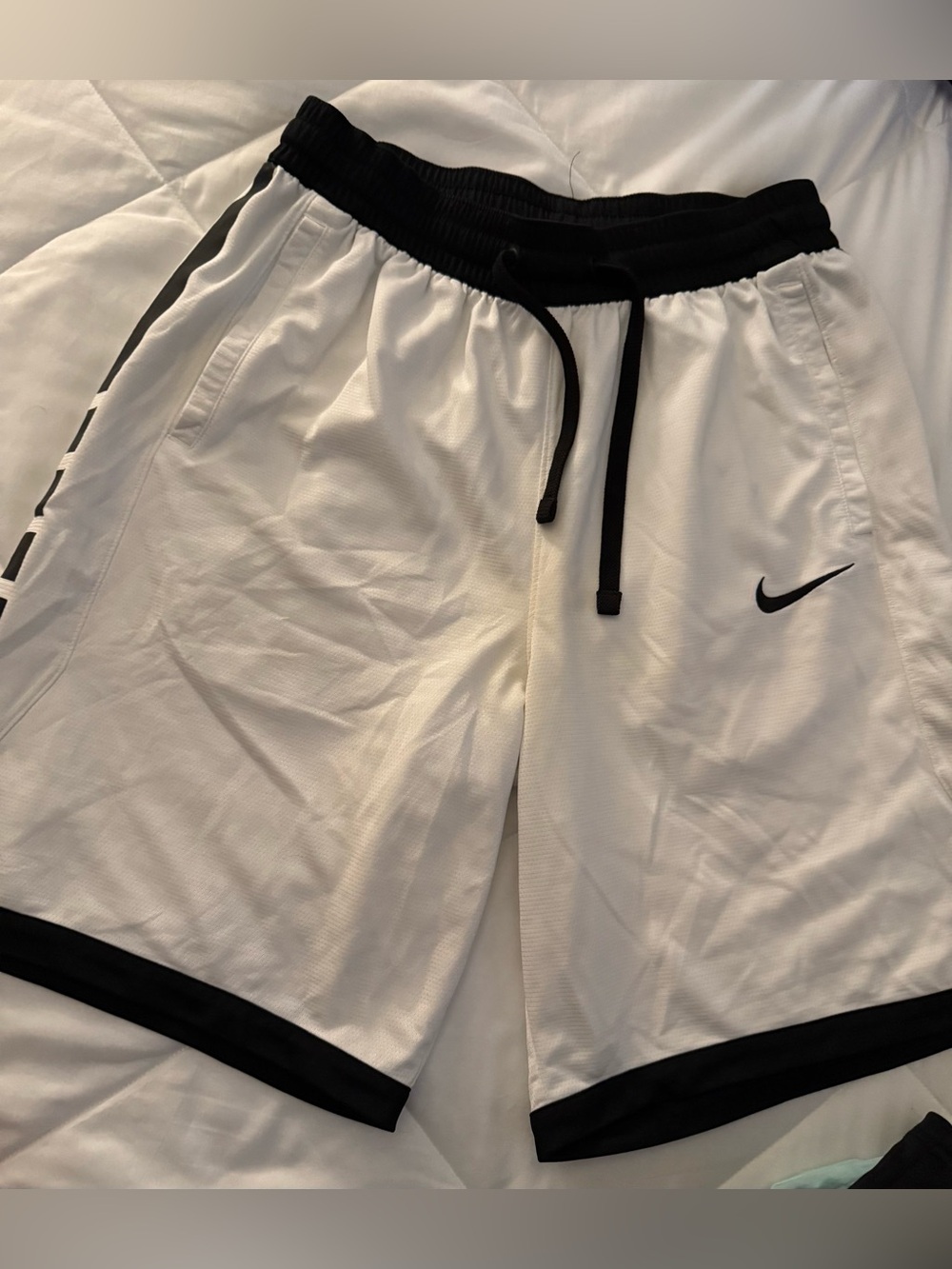 Nike Men’s White Athletic Shorts with Black Trim